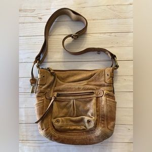 FOSSIL Brown Leather  Crossbody Shoulder Bag 10”x10” Purse